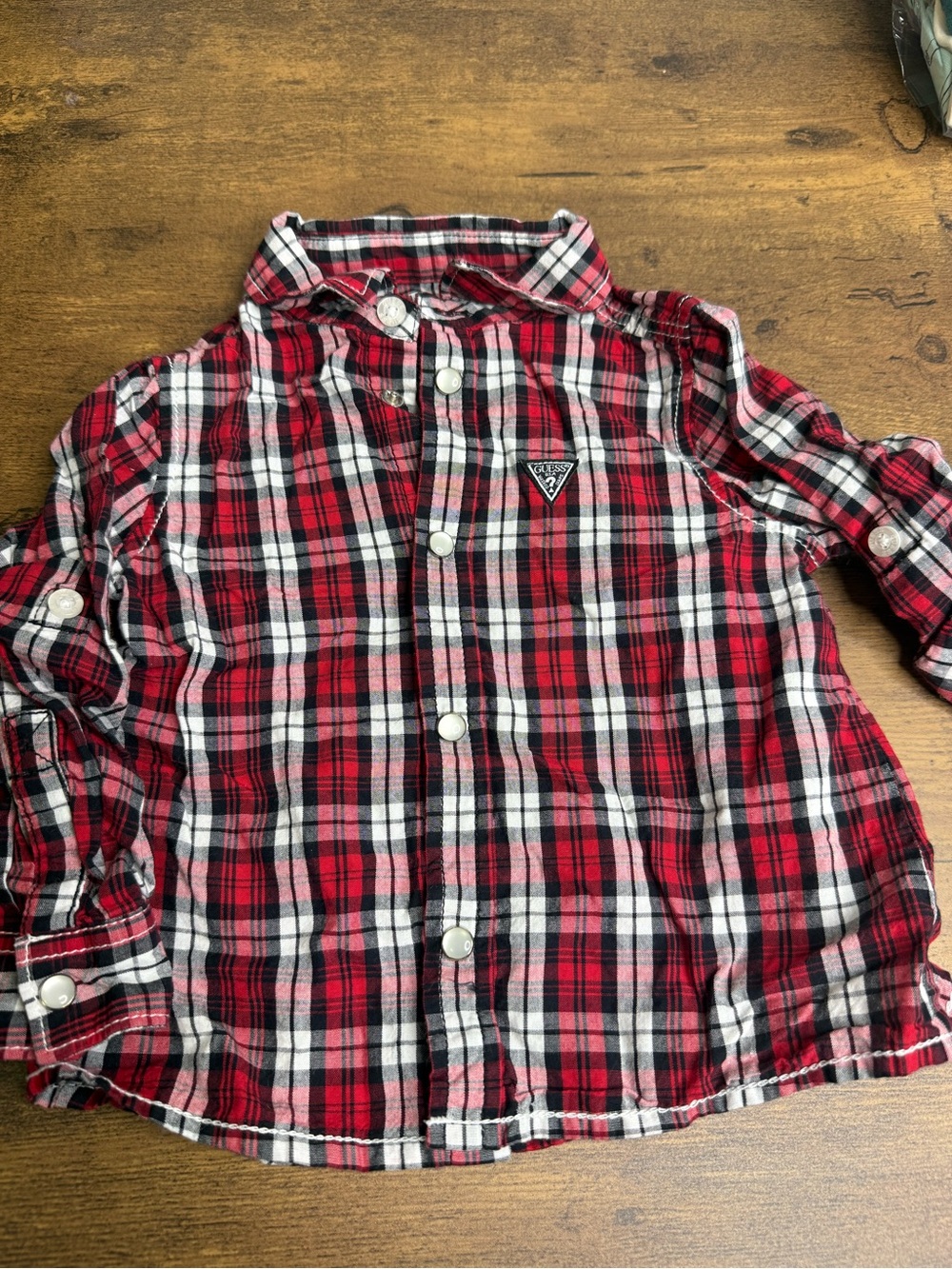 ⭐️5 for $20⭐️ Guess Red Black & White Plaid Button-Down Shirt 12M